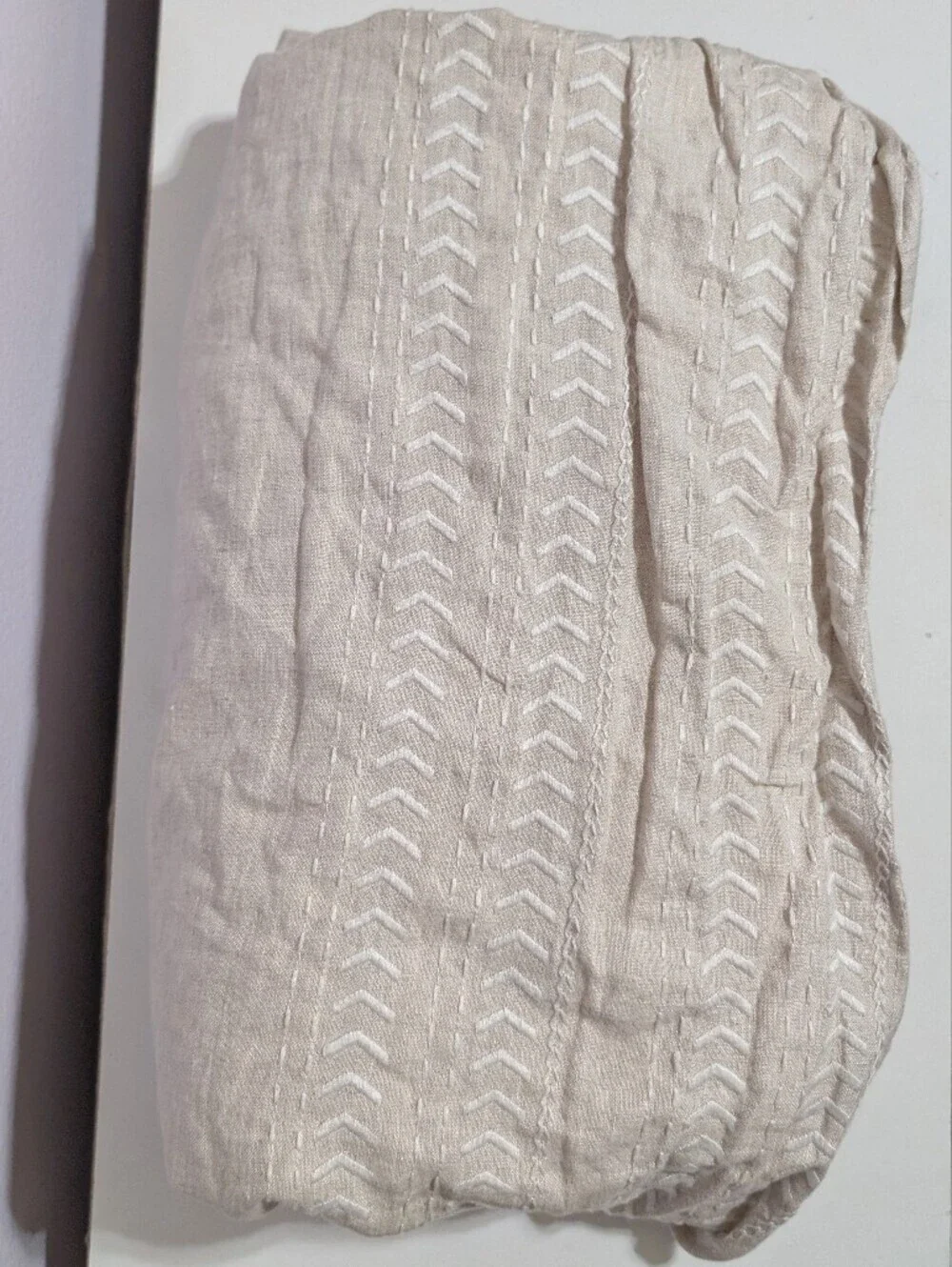 Pottery Barn Kids Crib Skirt Beige Tan Dust Ruffle Cotton Standard 51x27
